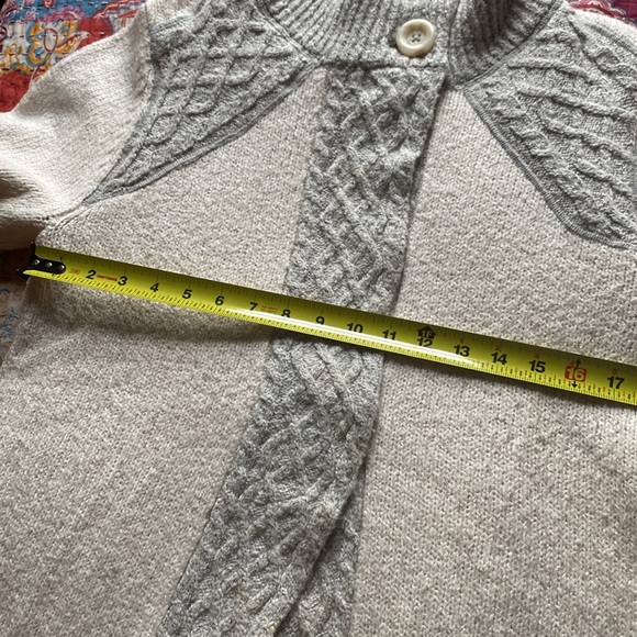 Prana long cardigan, off-white with gray trim - Picture 10 of 13